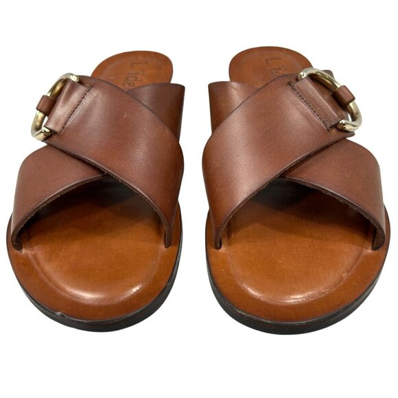 L'idea by Lori Brown Leather Slide Sandals Made in Italy US 9, EU 39 - Picture 3 of 10